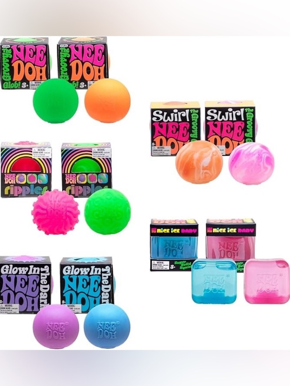NeeDoh Teenie 10-Pack - Variety of Mini Squish Toys - NIB!